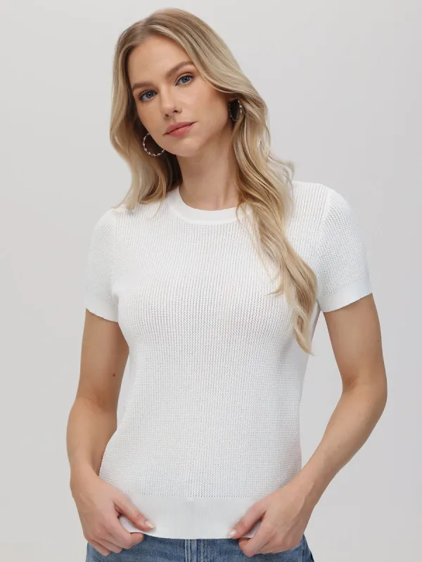 Sarai: Waffle Short Sleeve Pullover sold by 525 America