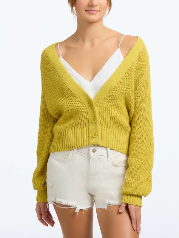 Rumi: 100% Cotton V-Neck Cardigan made by 525 America
