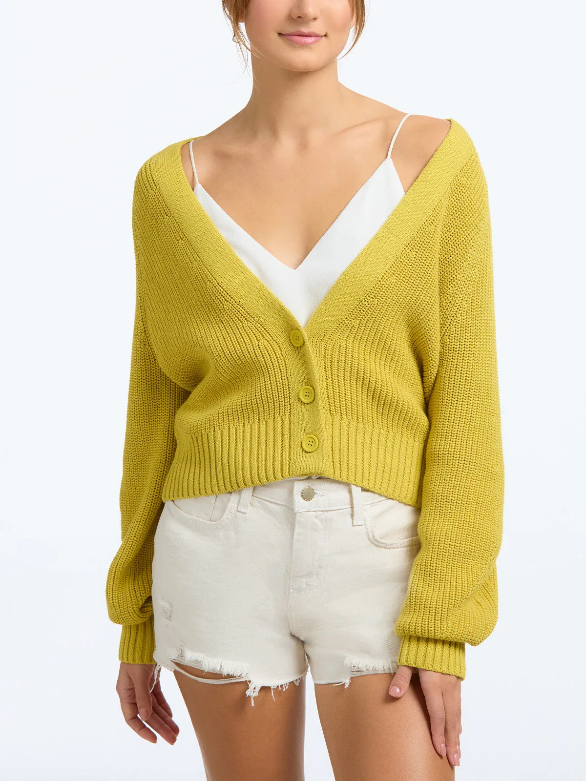 Rumi: 100% Cotton V-Neck Cardigan sold by 525 America