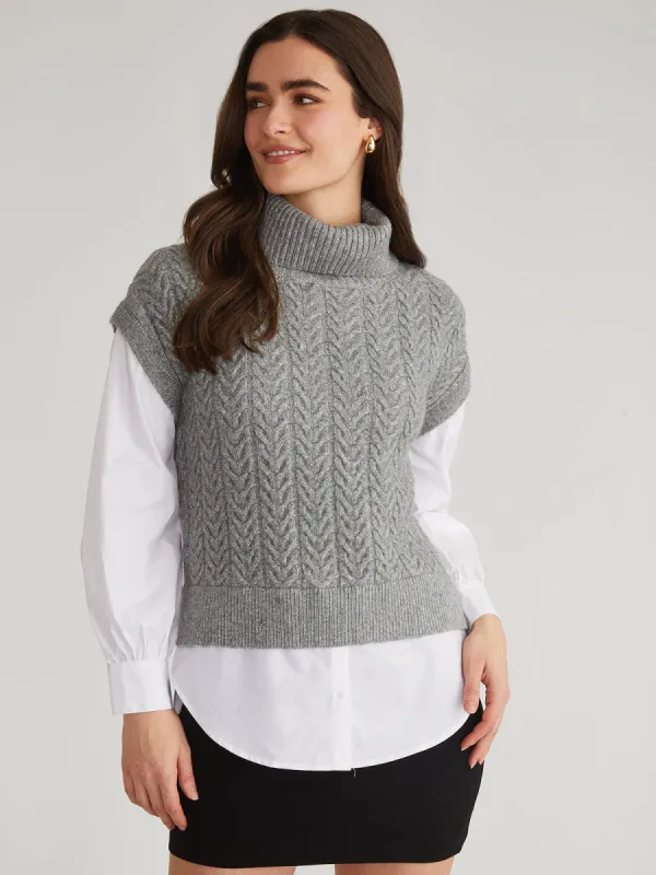 Sofia: Mixed Media Layered Turtleneck Sweater made by 525 America