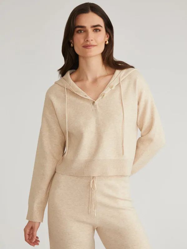 Laura: Cropped Henley Hoodie sold by 525 America