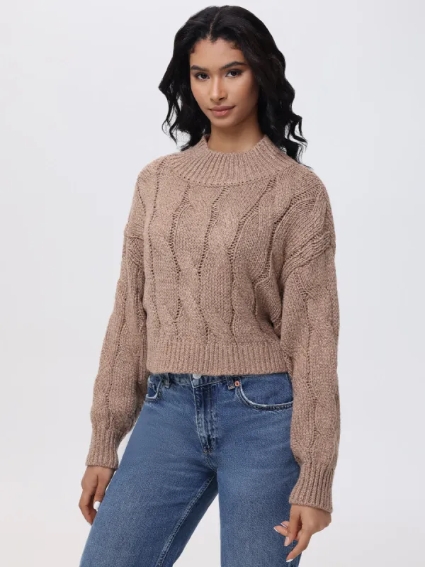Lola: Metallic Cable-Knit Crop Sweater sold by 525 America