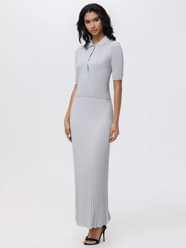 Eloise:  Metallic Maxi Pleated Skirt sold by 525 America