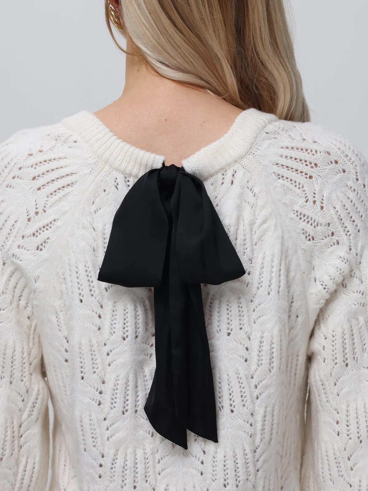 Athena: Pointelle Bow Back Sweater sold by 525 America product image thumbnail 4