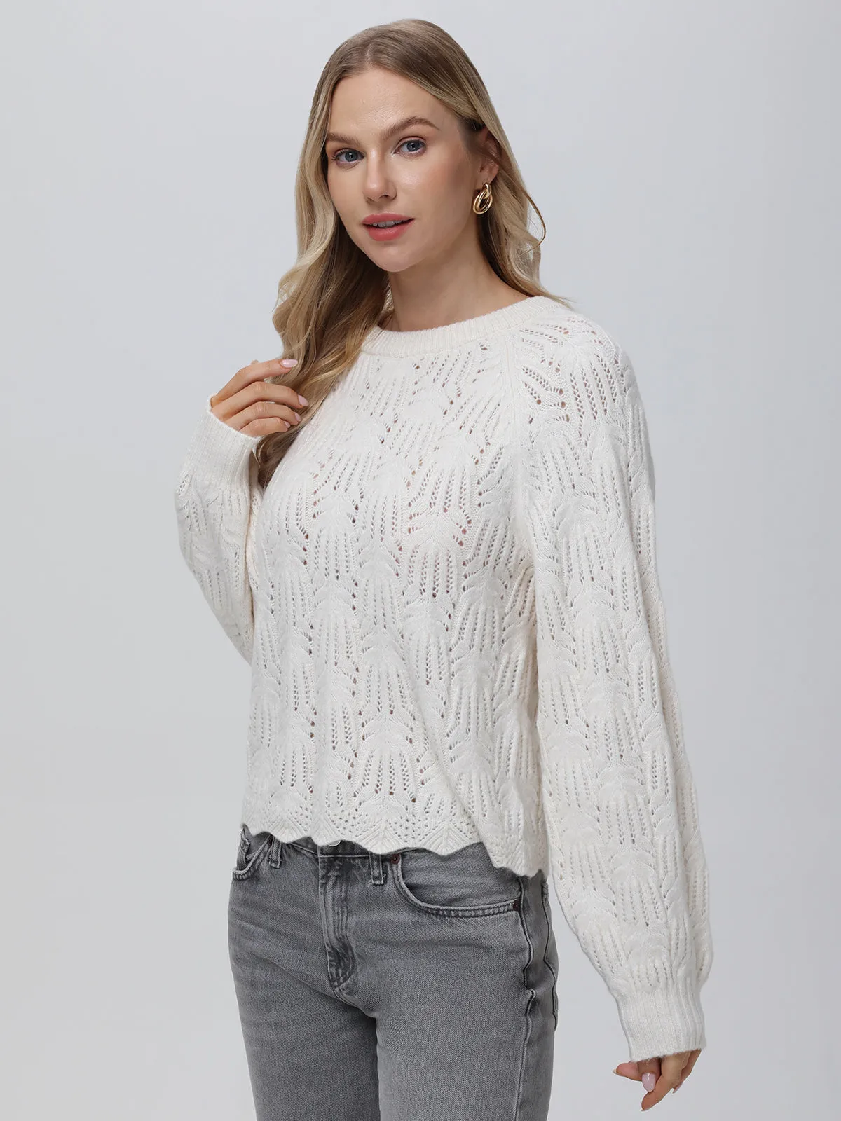 Athena: Pointelle Bow Back Sweater sold by 525 America
