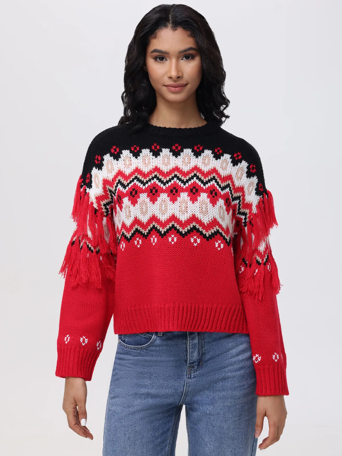 Margaret: Fringe Fair Isle Sweater sold by 525 America