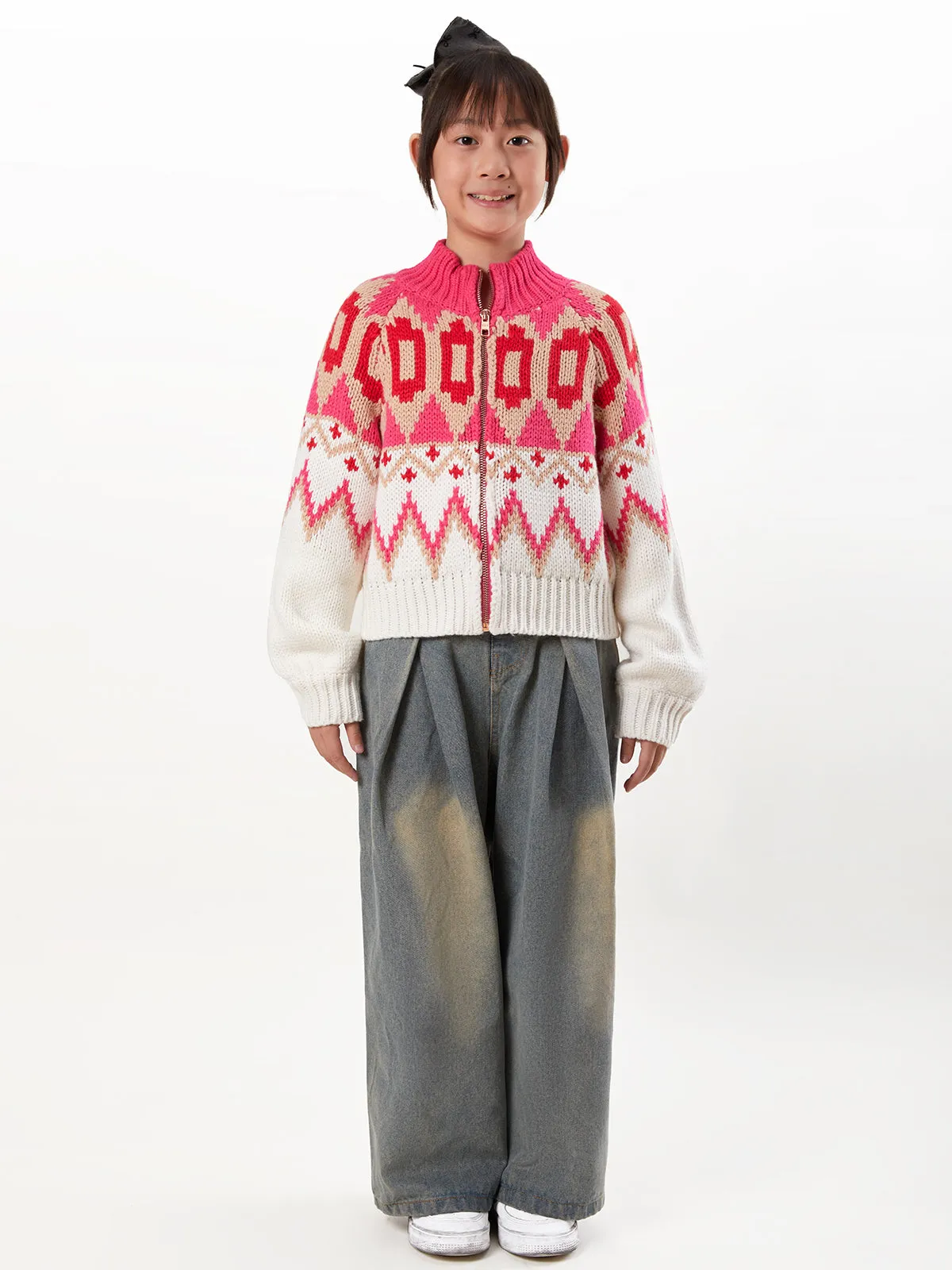 Vicky: Girls Fair Isle Sweater Bomber Jacket sold by 525 America product image thumbnail 5
