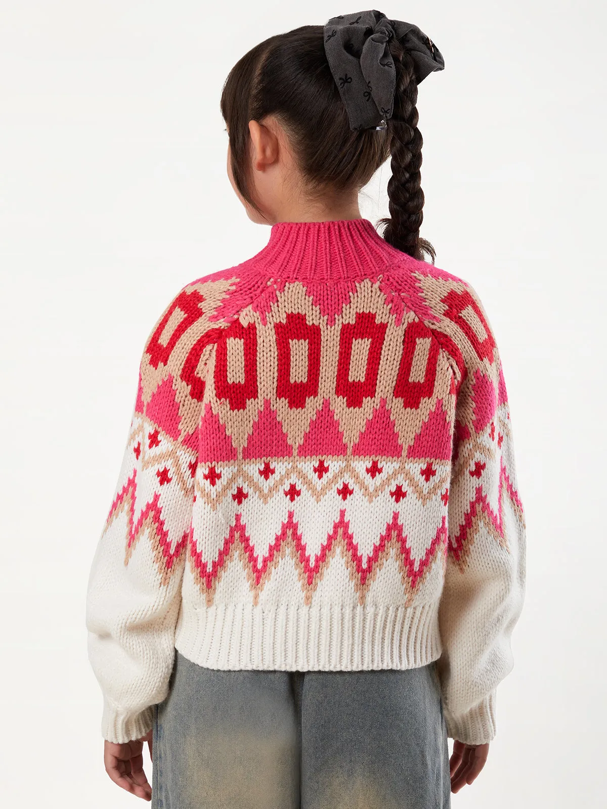 Vicky: Girls Fair Isle Sweater Bomber Jacket sold by 525 America product image thumbnail 2