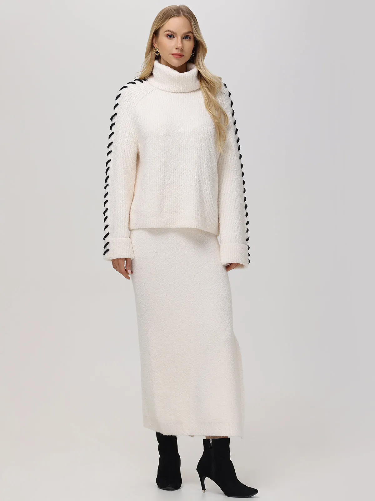 Vida: Whipstitch Sleeve Turtleneck Sweater sold by 525 America product image thumbnail 4