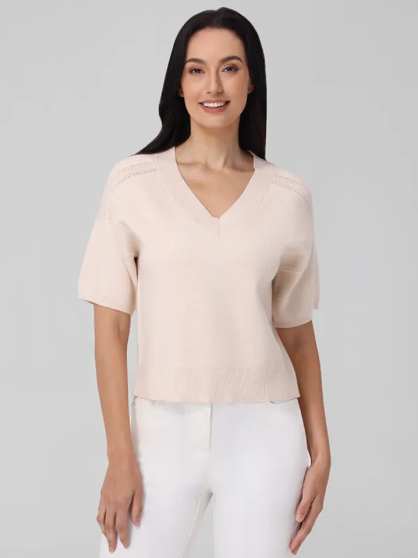 Isla: V-Neck Short Sleeve Sweater sold by 525 America