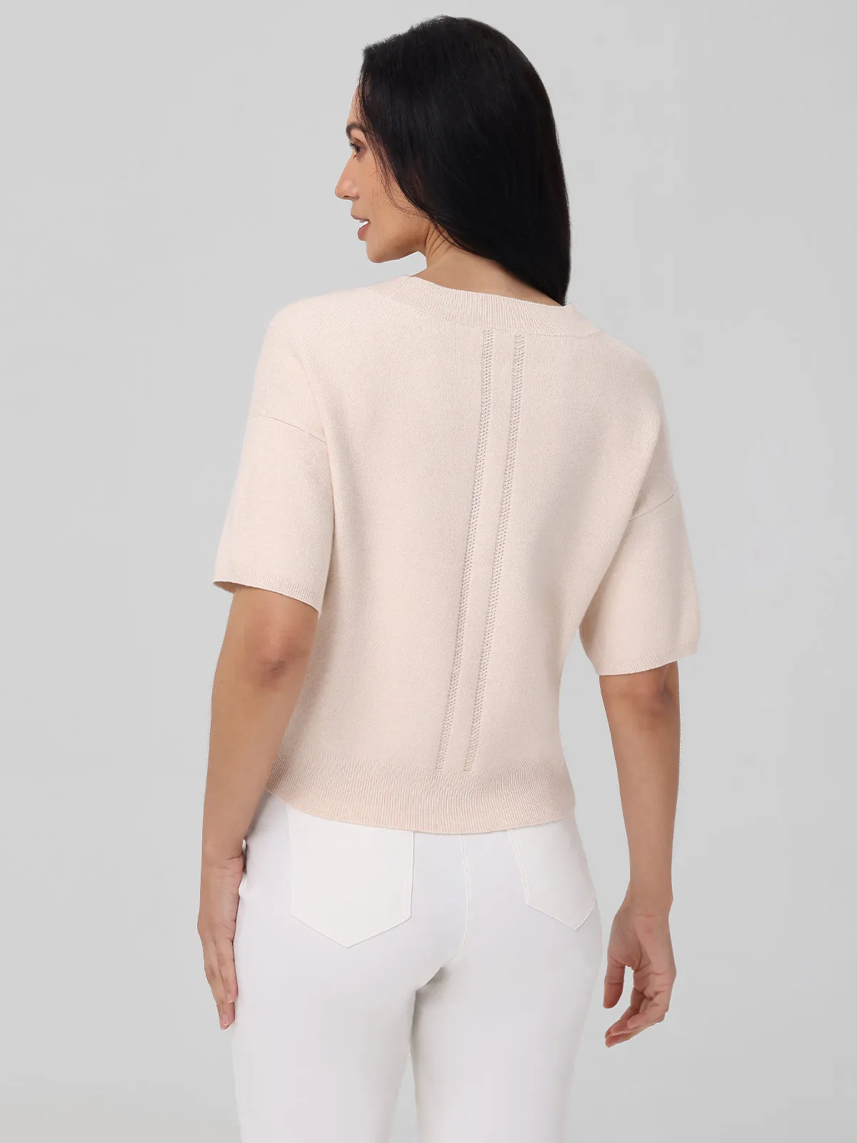 Isla: V-Neck Short Sleeve Sweater sold by 525 America product image thumbnail 2