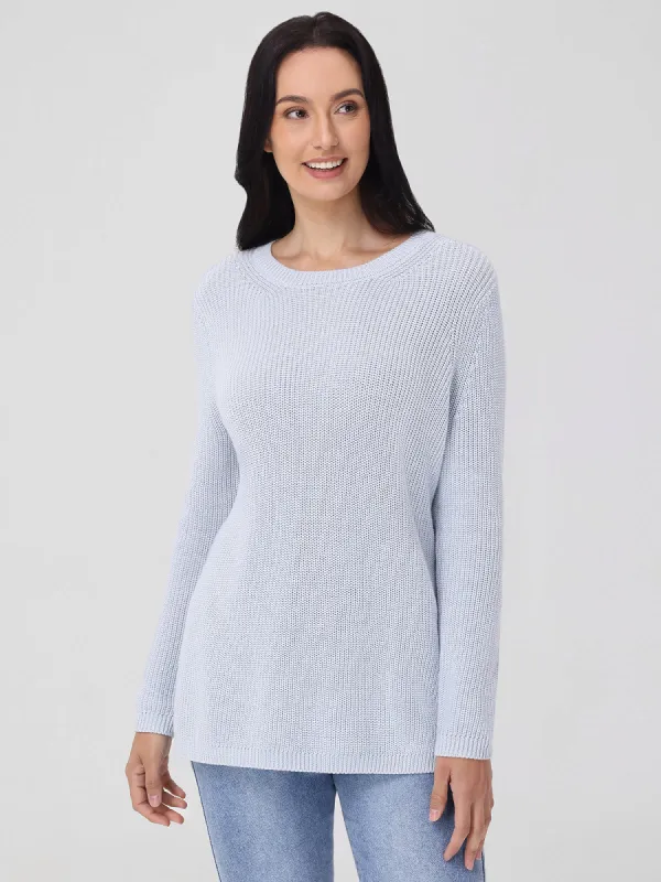 Emma: Crewneck Shaker Stitch Cotton Sweater sold by 525 America