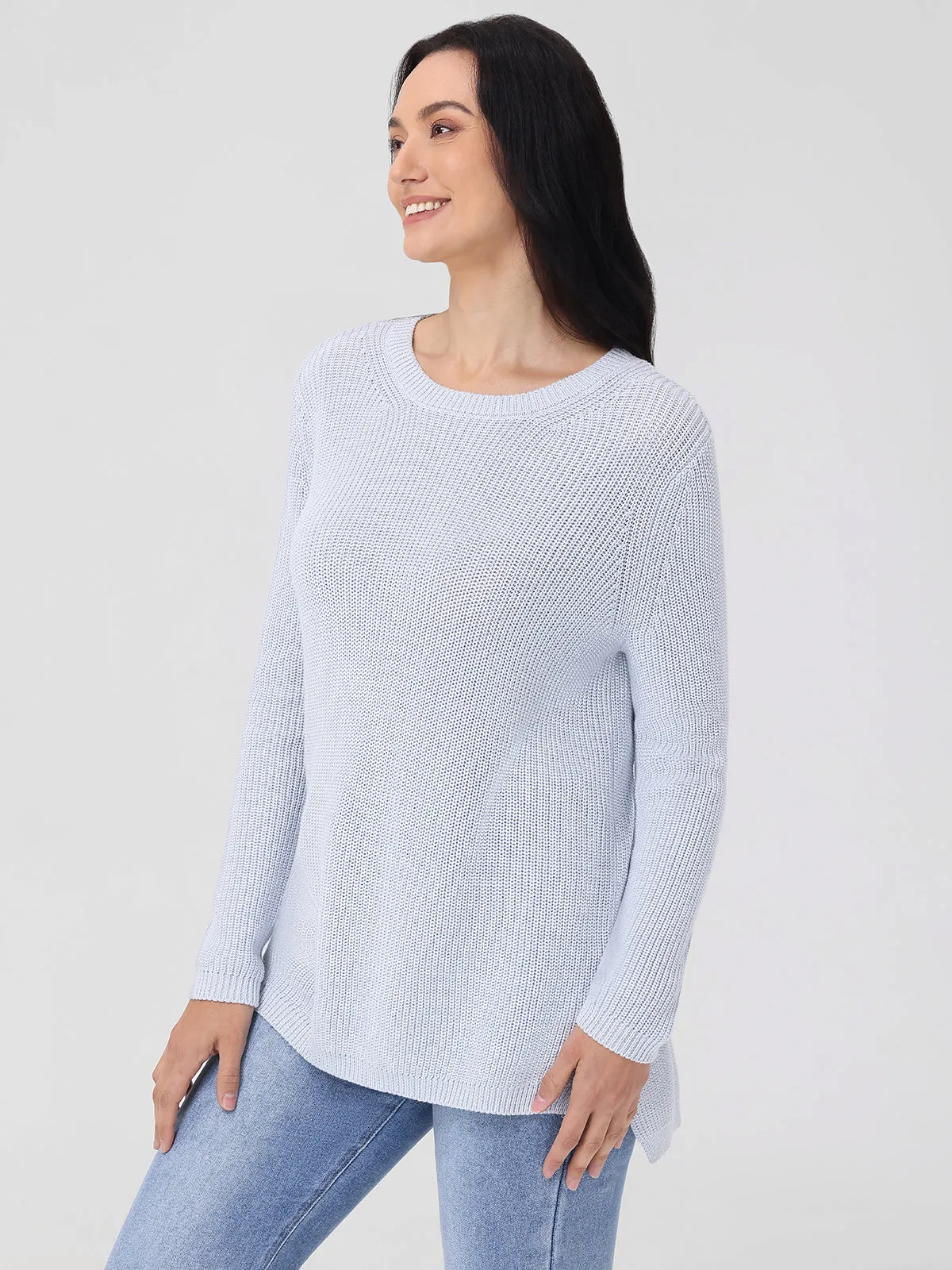Emma: Crewneck Shaker Stitch Cotton Sweater sold by 525 America product image thumbnail 3