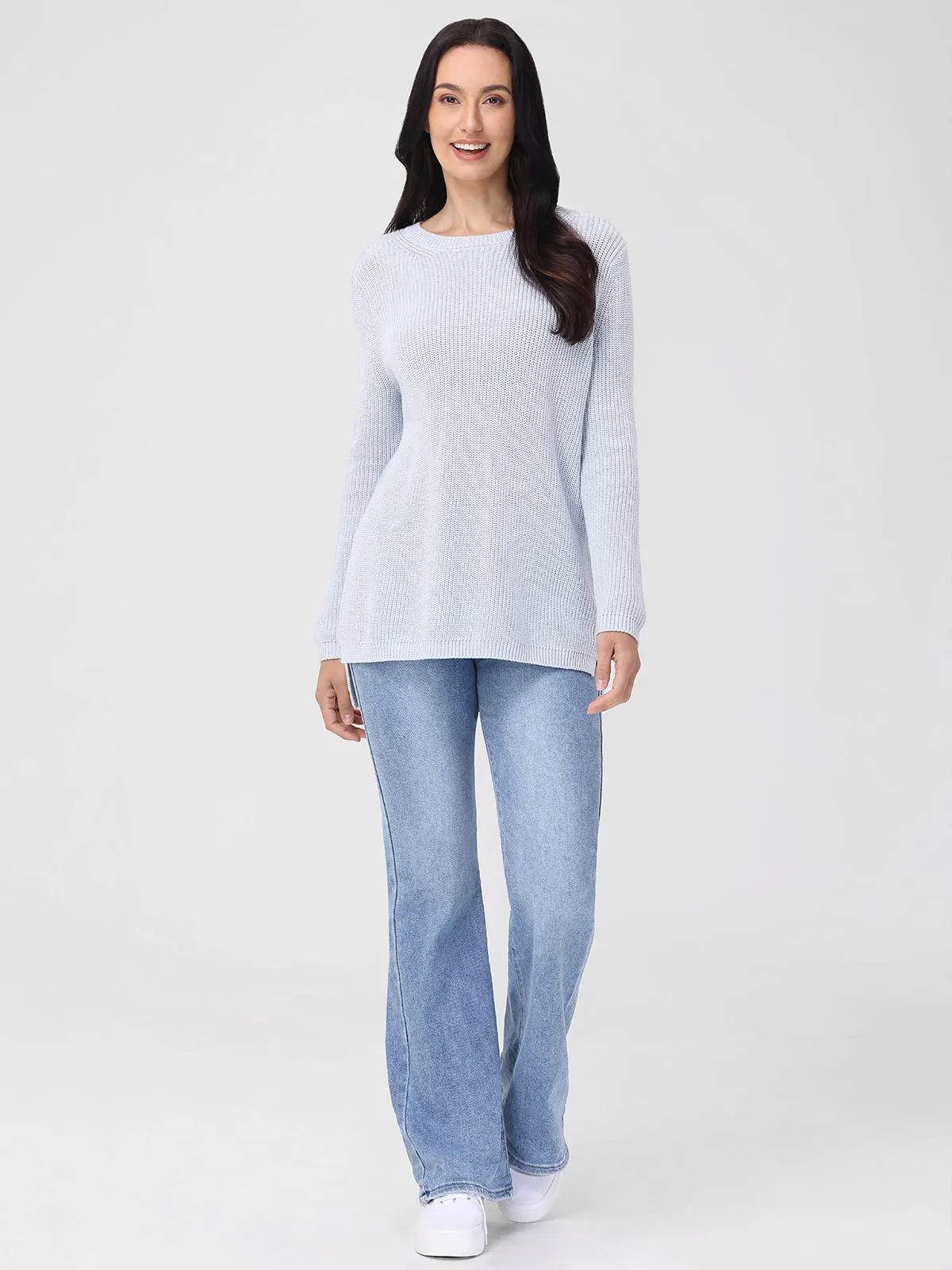Emma: Crewneck Shaker Stitch Cotton Sweater sold by 525 America product image thumbnail 5