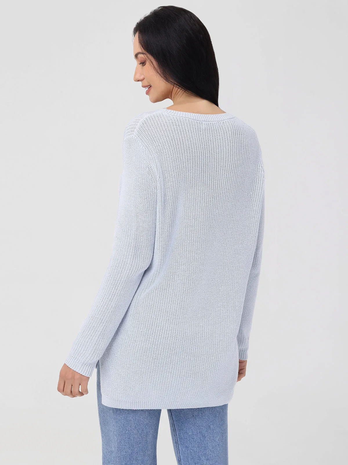 Emma: Crewneck Shaker Stitch Cotton Sweater sold by 525 America product image thumbnail 2
