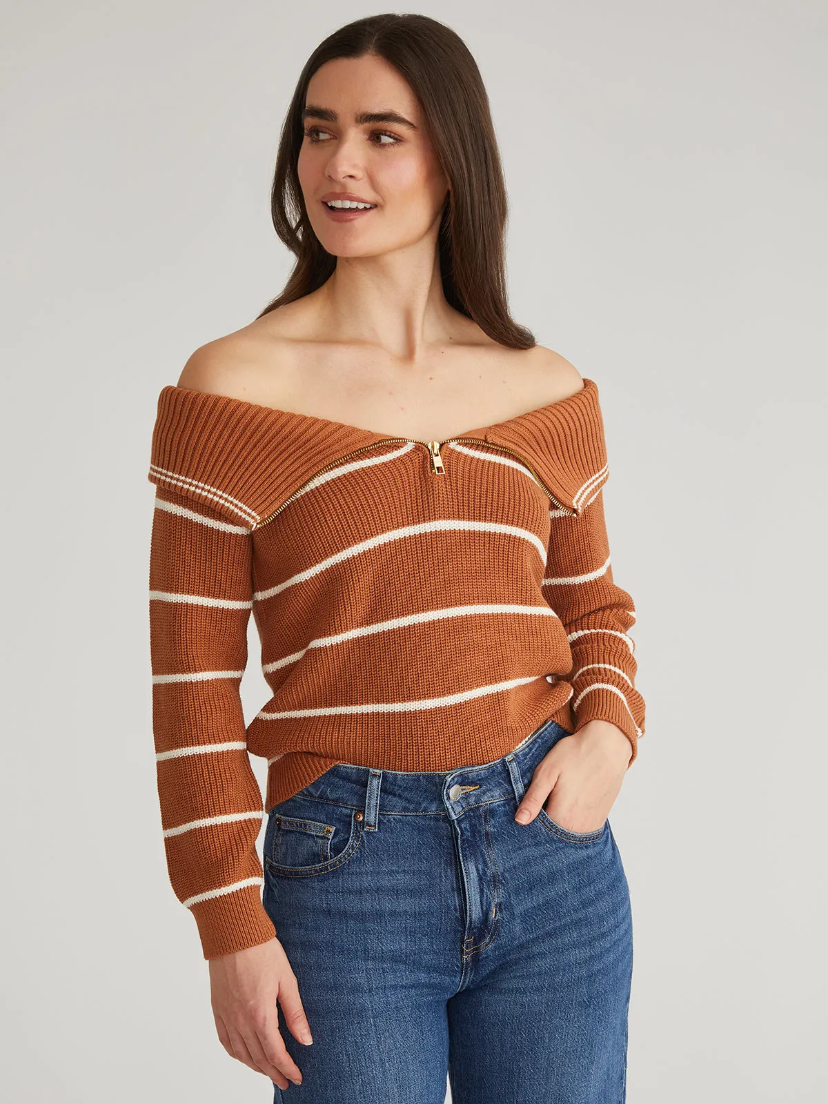 Sierra: Stripe Off Shoulder Pullover sold by 525 America product image thumbnail 3