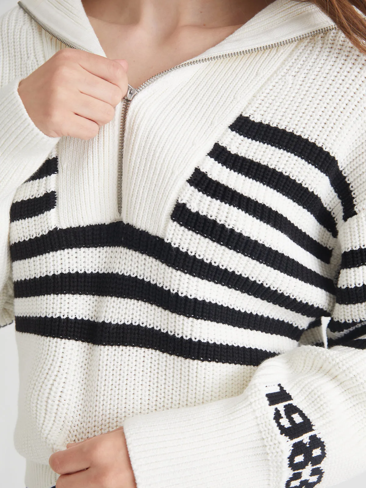Norah: 1983 Stripe Half-Zip Cotton Sweater sold by 525 America product image thumbnail 4