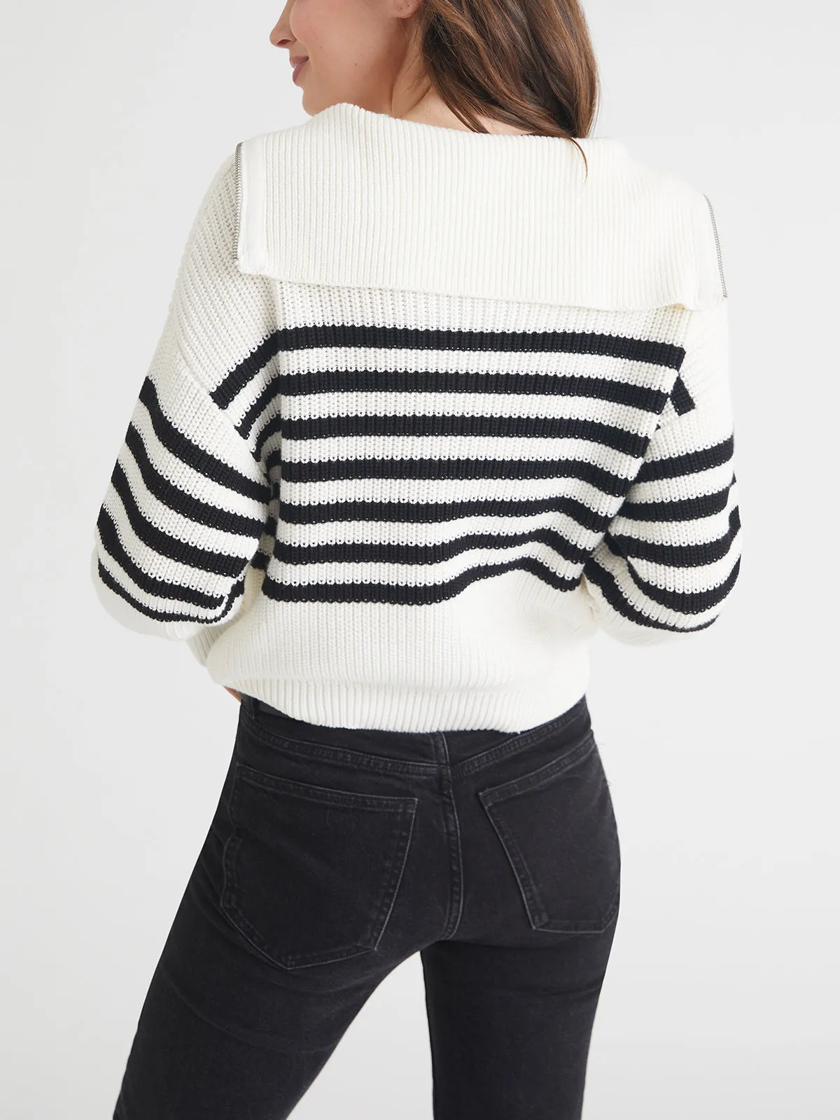 Norah: 1983 Stripe Half-Zip Cotton Sweater sold by 525 America product image thumbnail 2