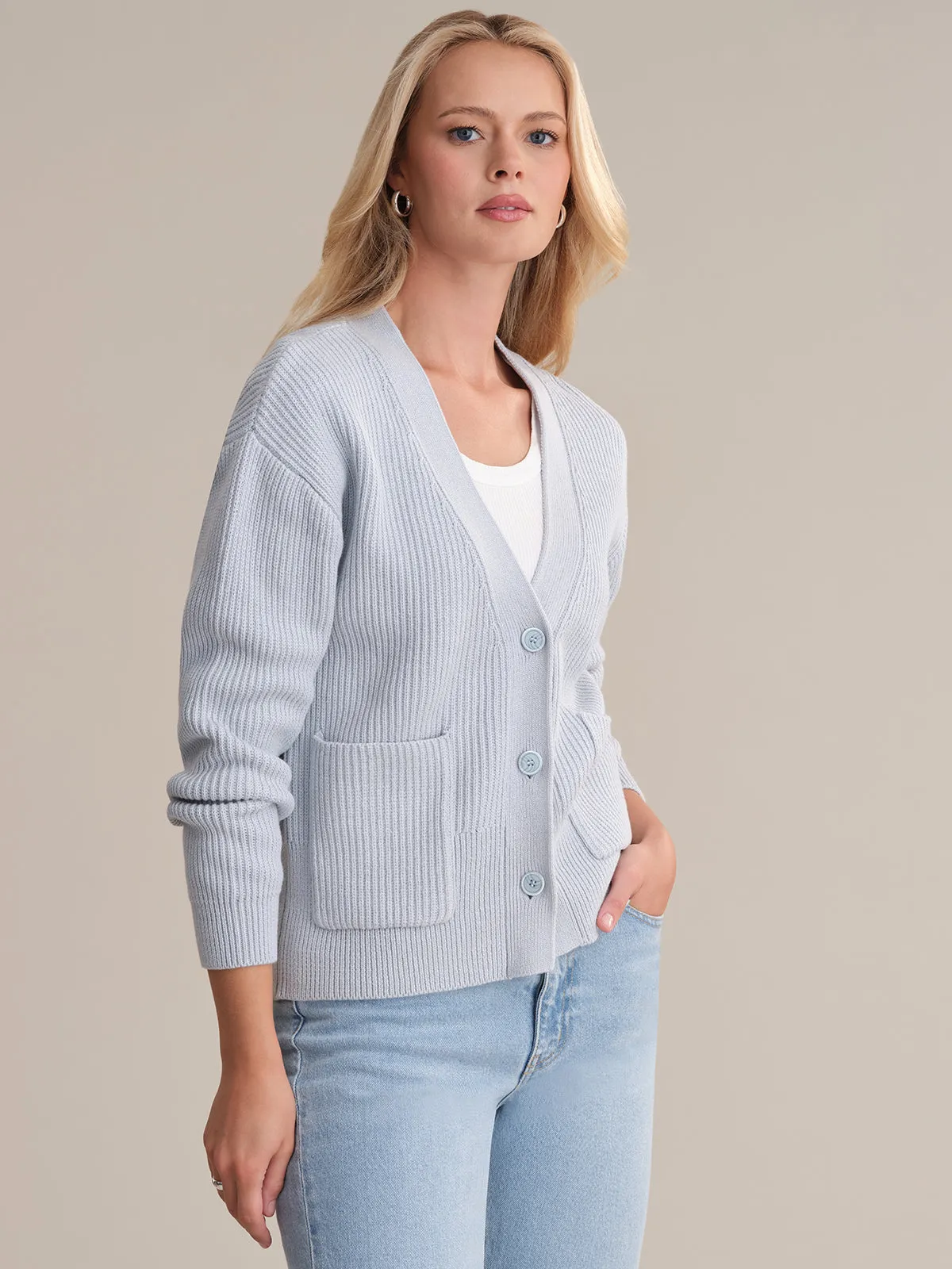 Abigail: V-Neck Cotton Cardigan sold by 525 America product image thumbnail 2