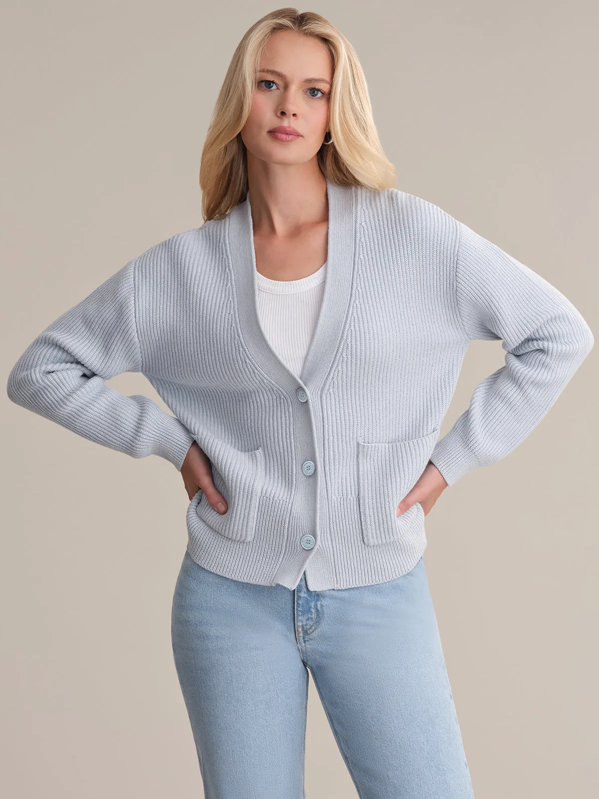 Abigail: V-Neck Cotton Cardigan sold by 525 America