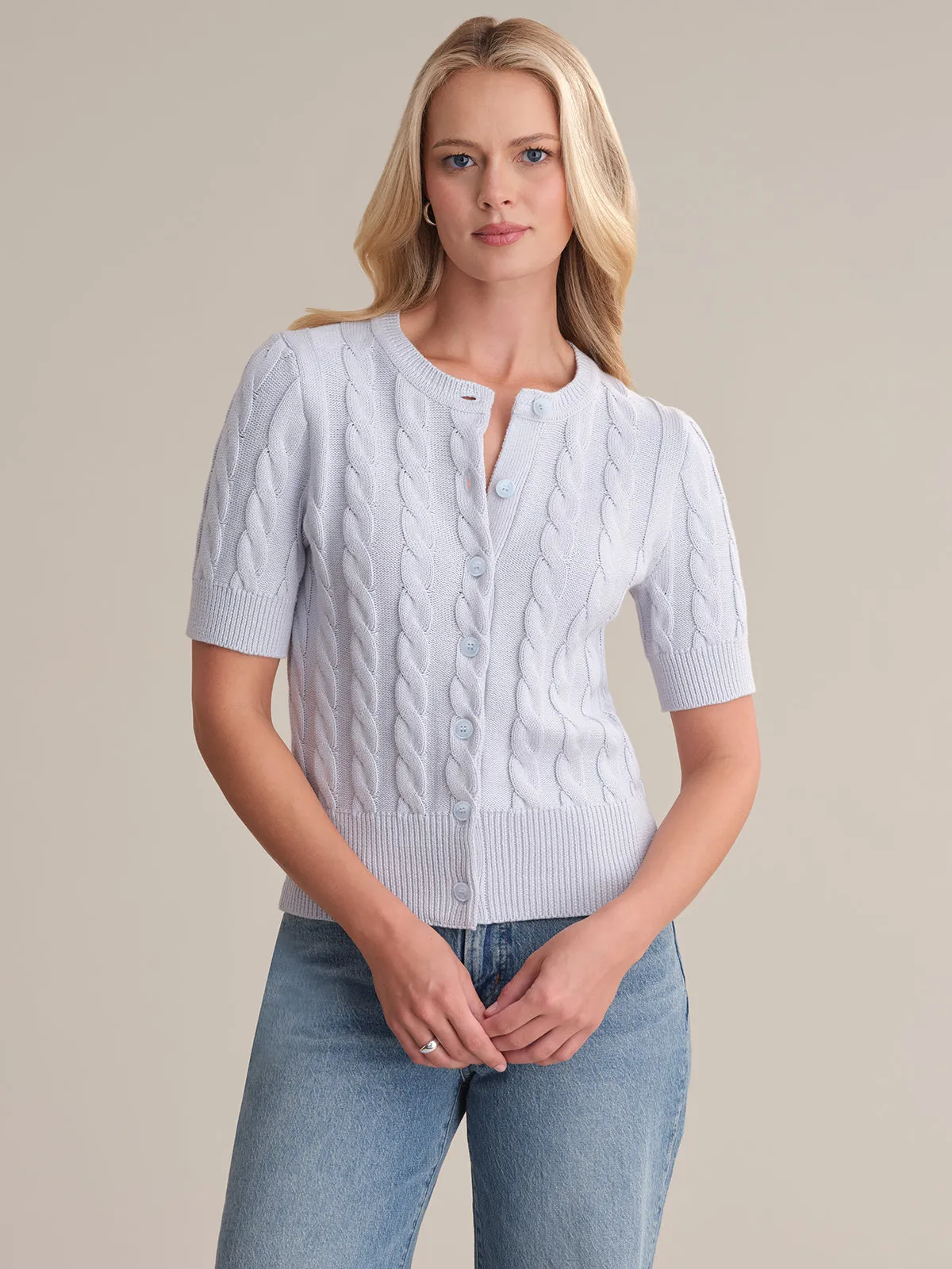 Wen: Cable Knit Cotton Cardigan sold by 525 America