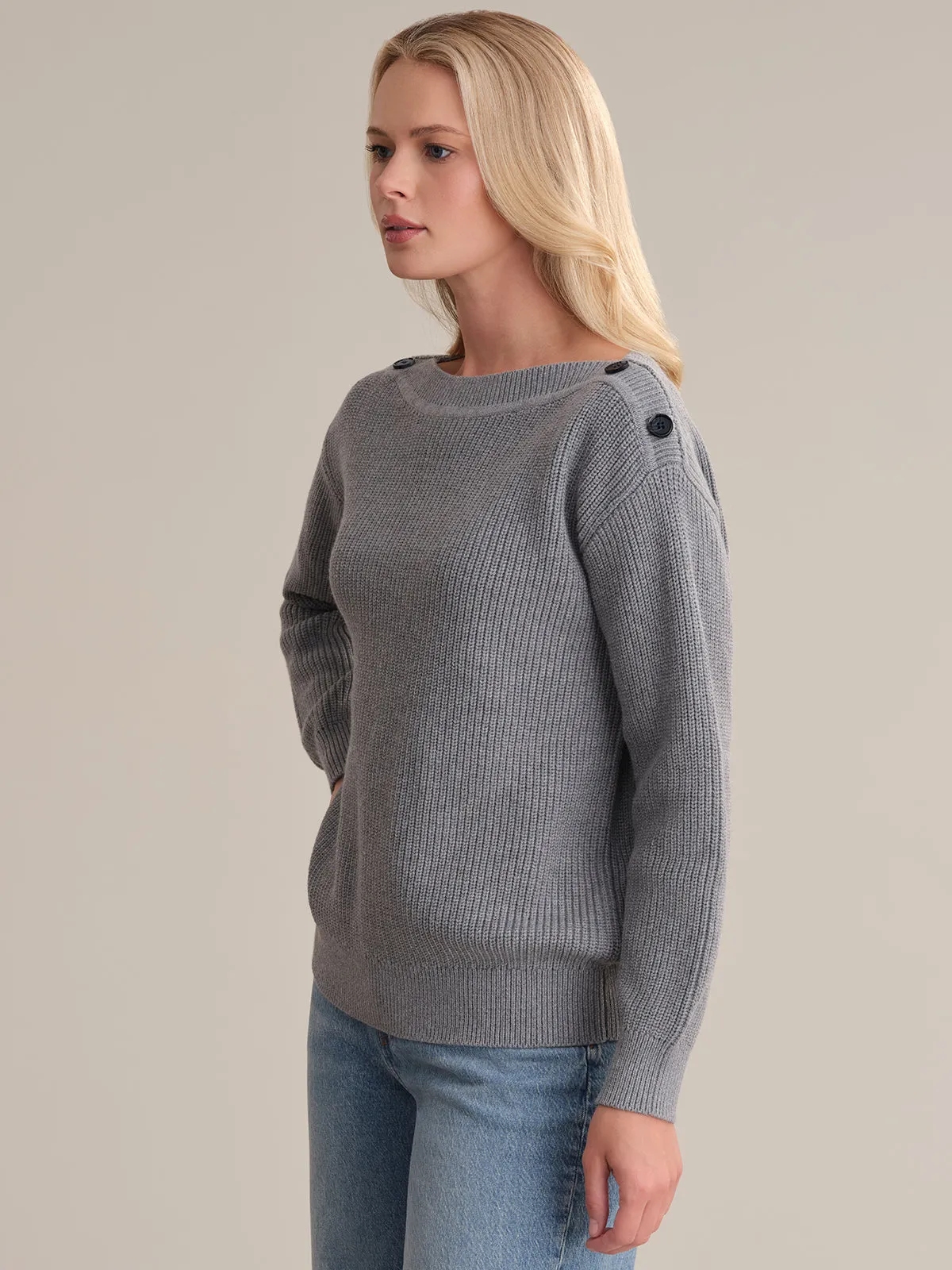 Elina: Boat Neck Cotton Sweater sold by 525 America product image thumbnail 2