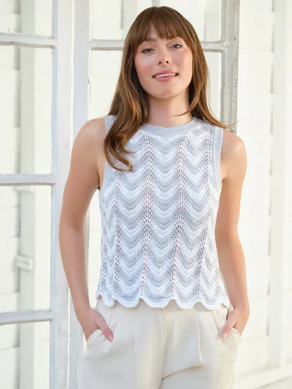 Kayla: Chevron Scallop Tank sold by 525 America