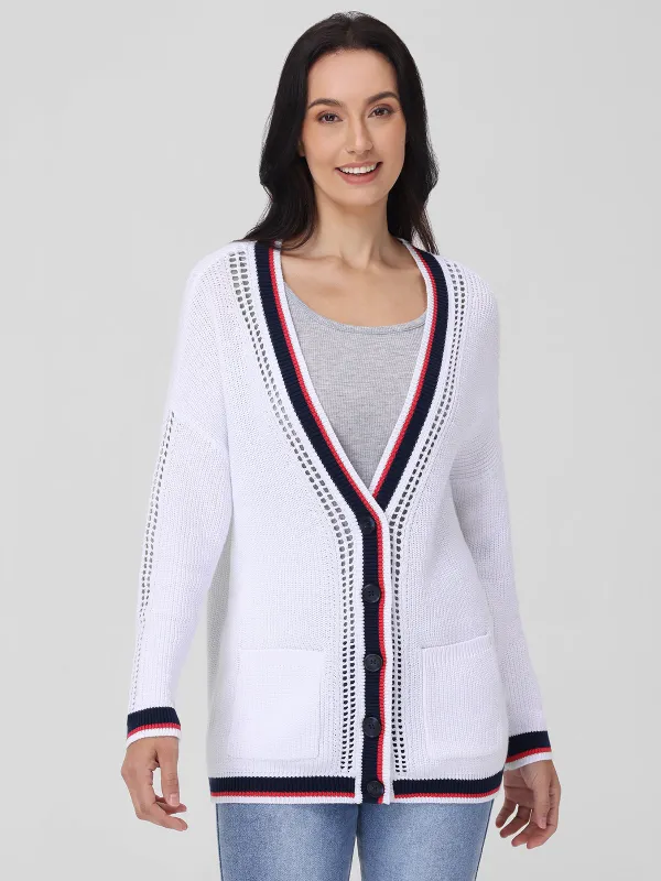 Janet: Varsity Stripe Cardigan made by 525 America