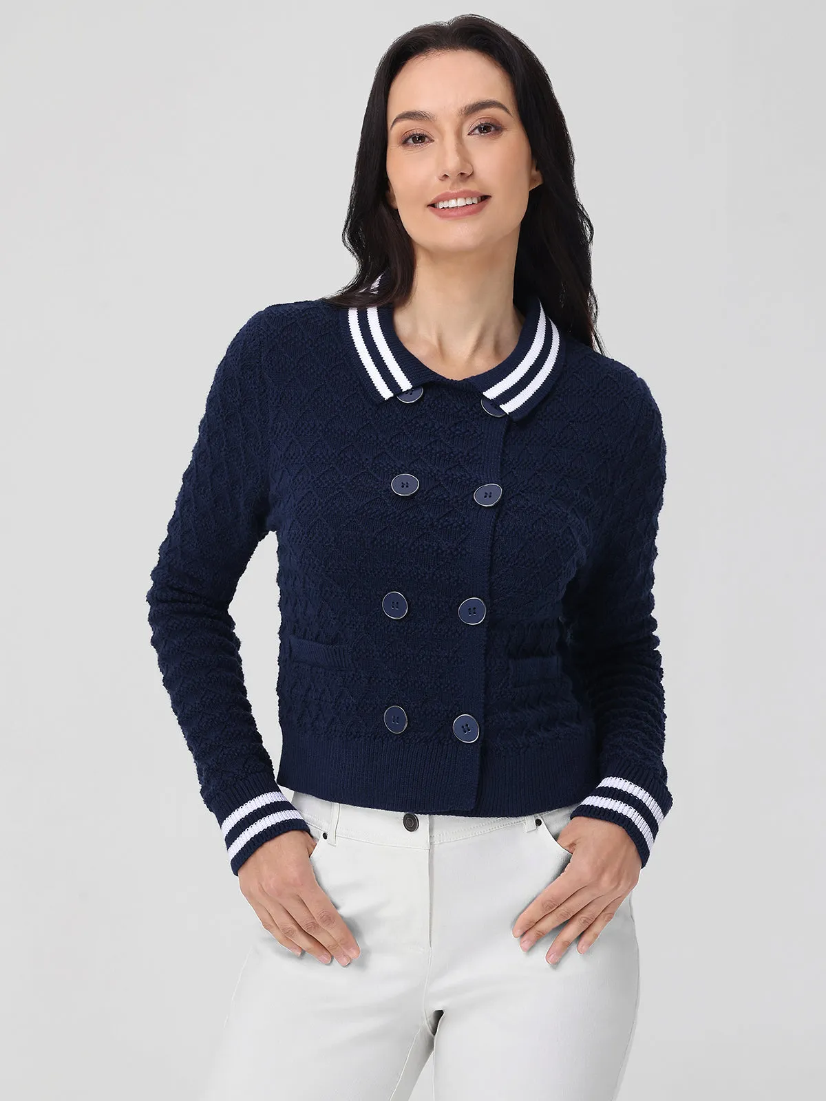 Leena: Double Breasted Cardigan sold by 525 America