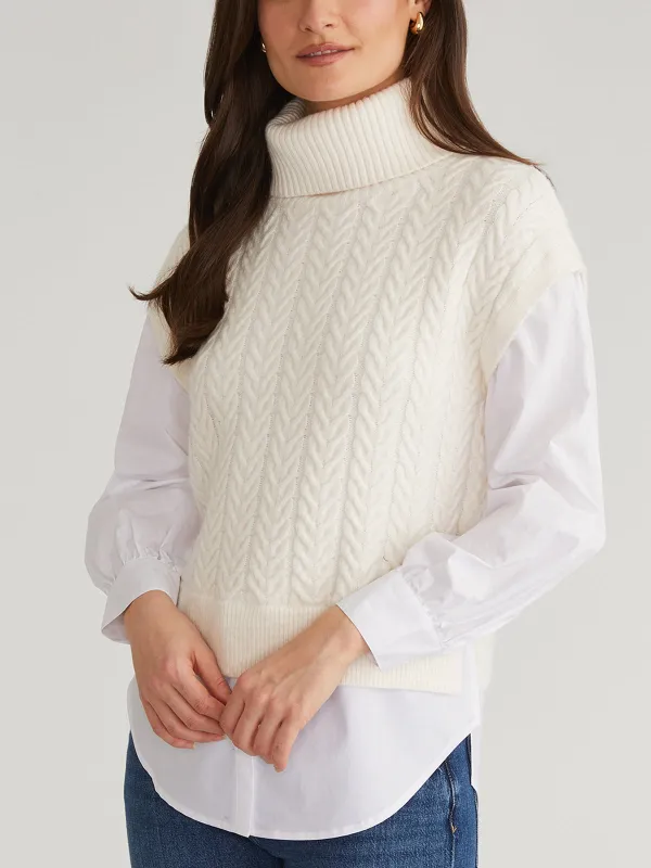 Sofia: Mixed Media Layered Turtleneck Sweater sold by 525 America