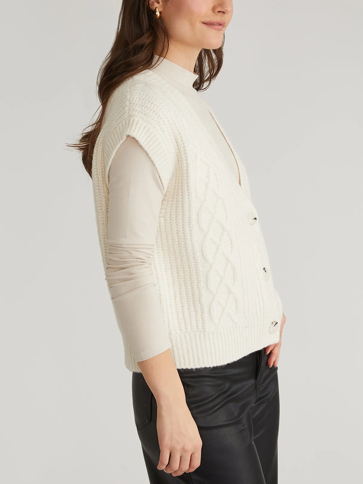 Paige: Button Front Cable Vest sold by 525 America product image thumbnail 2