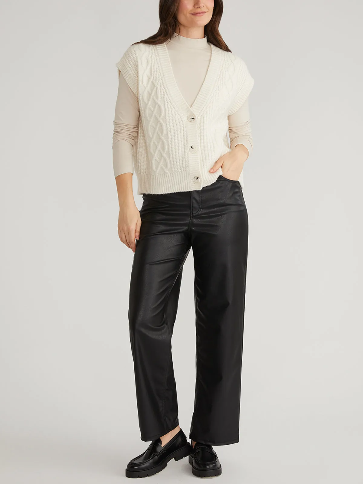 Paige: Button Front Cable Vest sold by 525 America product image thumbnail 4