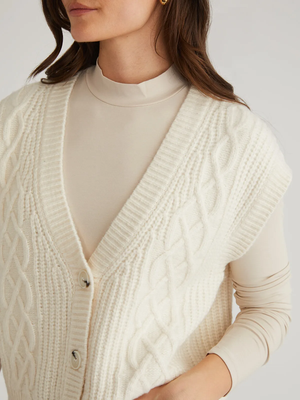 Paige: Button Front Cable Vest sold by 525 America product image thumbnail 5