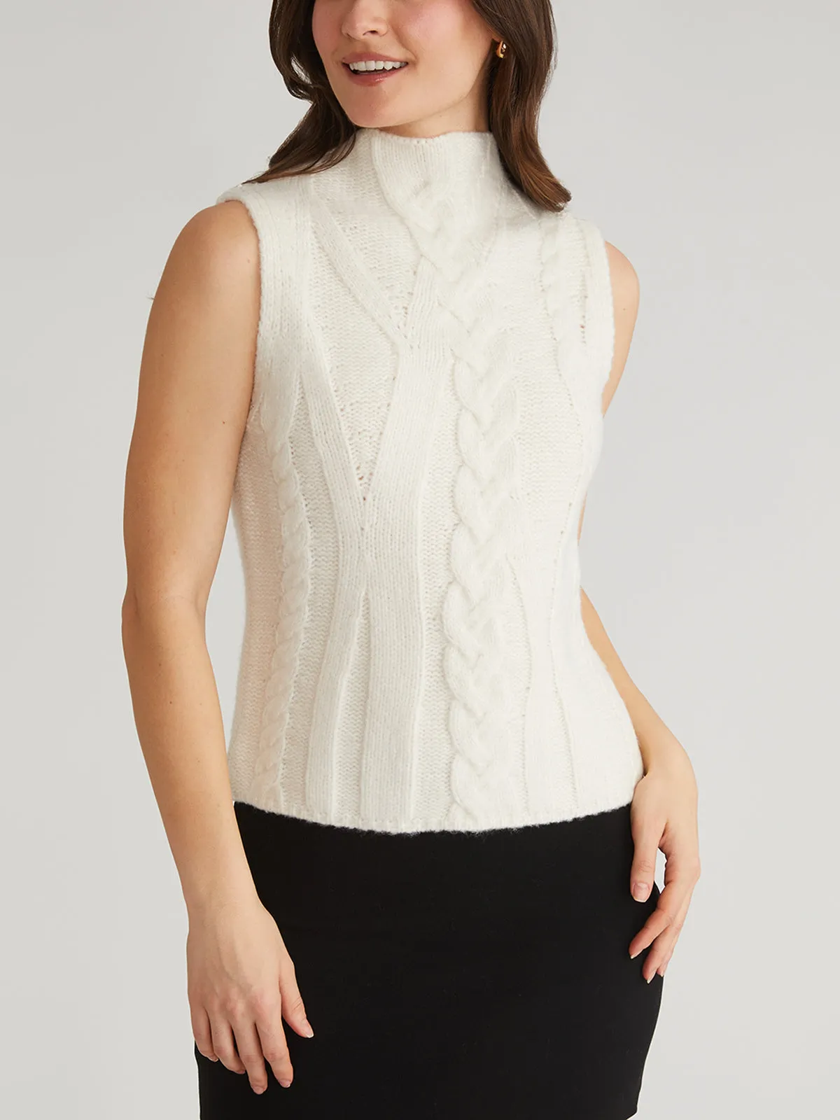 Kendall: Funnel Neck Cable Tank sold by 525 America