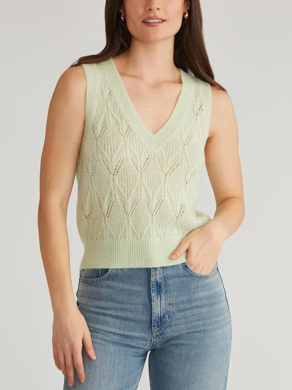 Serena: Pointelle V-Neck Vest sold by 525 America
