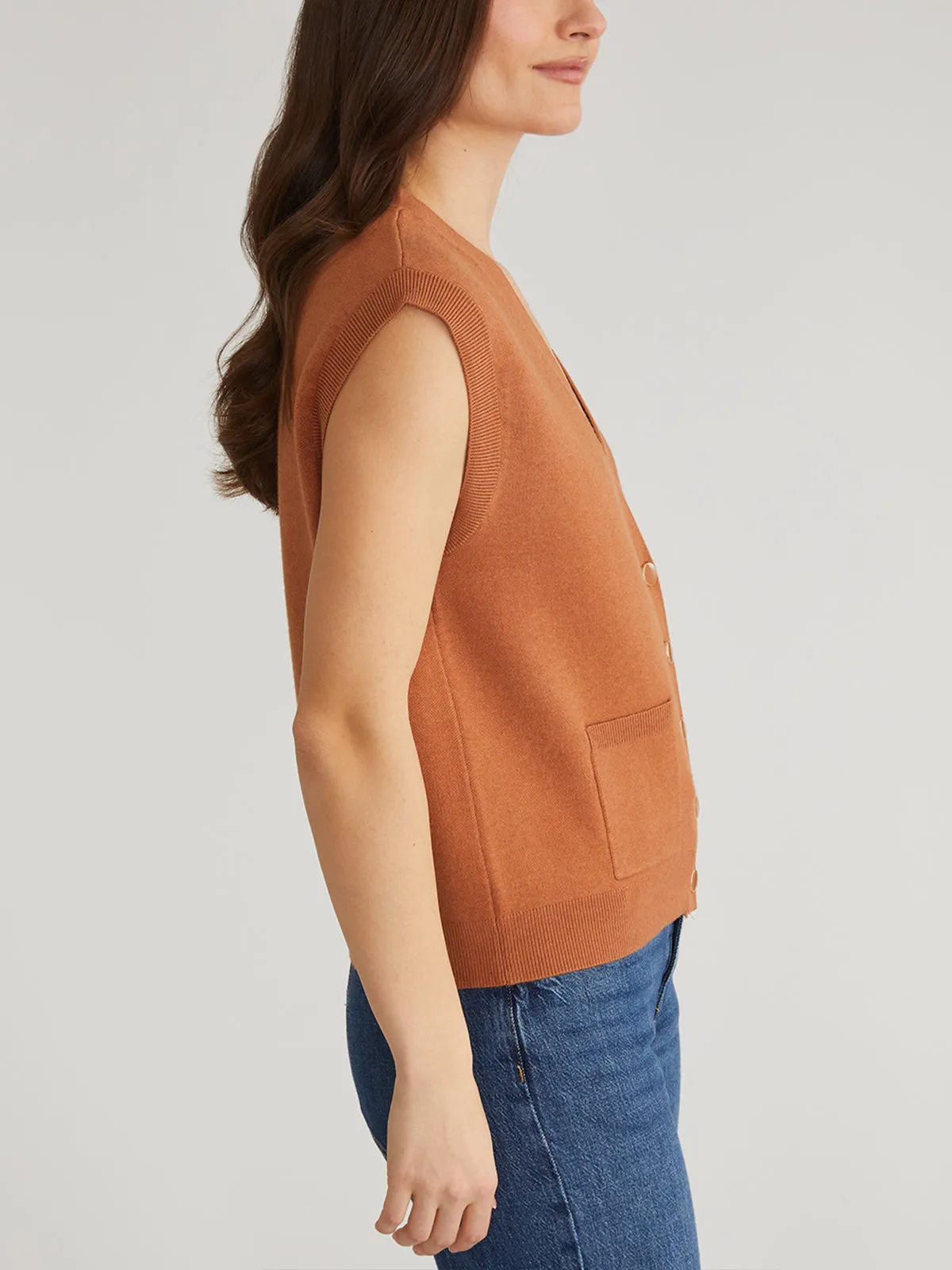 Jessica: Button Front Vest sold by 525 America product image thumbnail 2