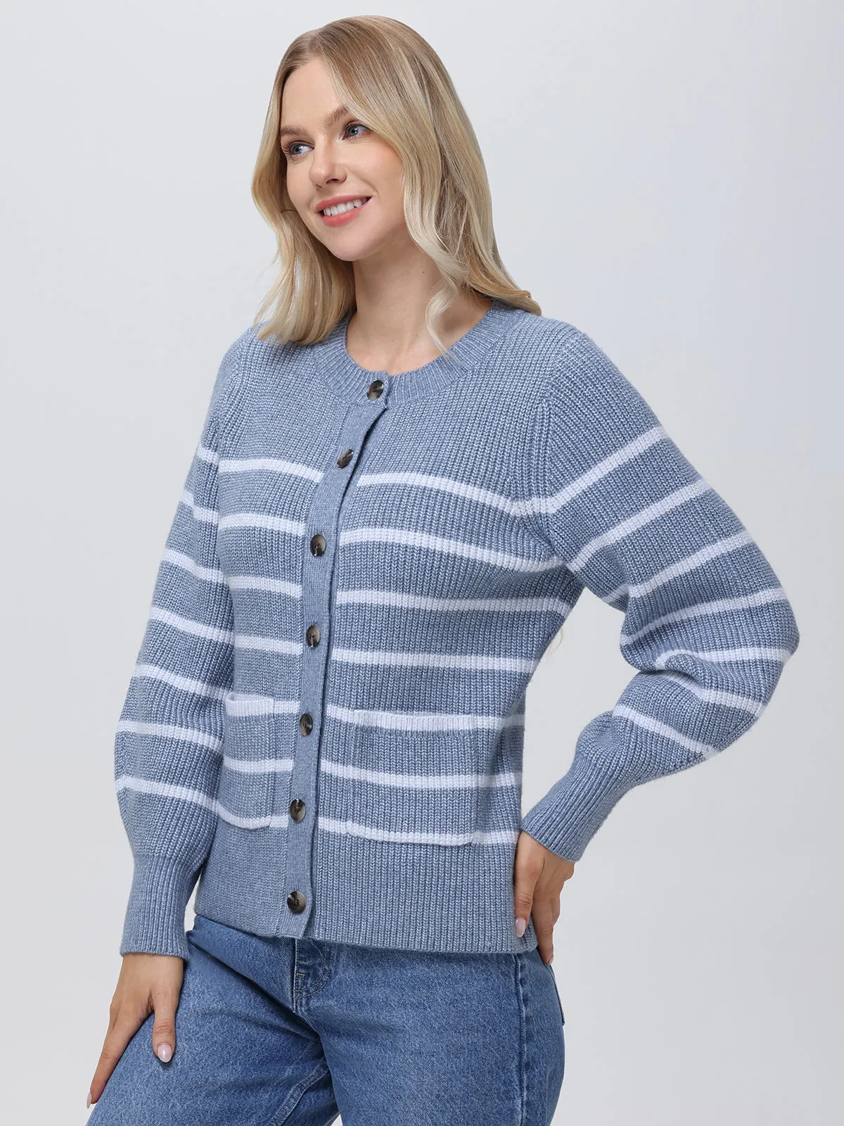 Josie: Crewneck Stripe Cardigan sold by 525 America product image thumbnail 2