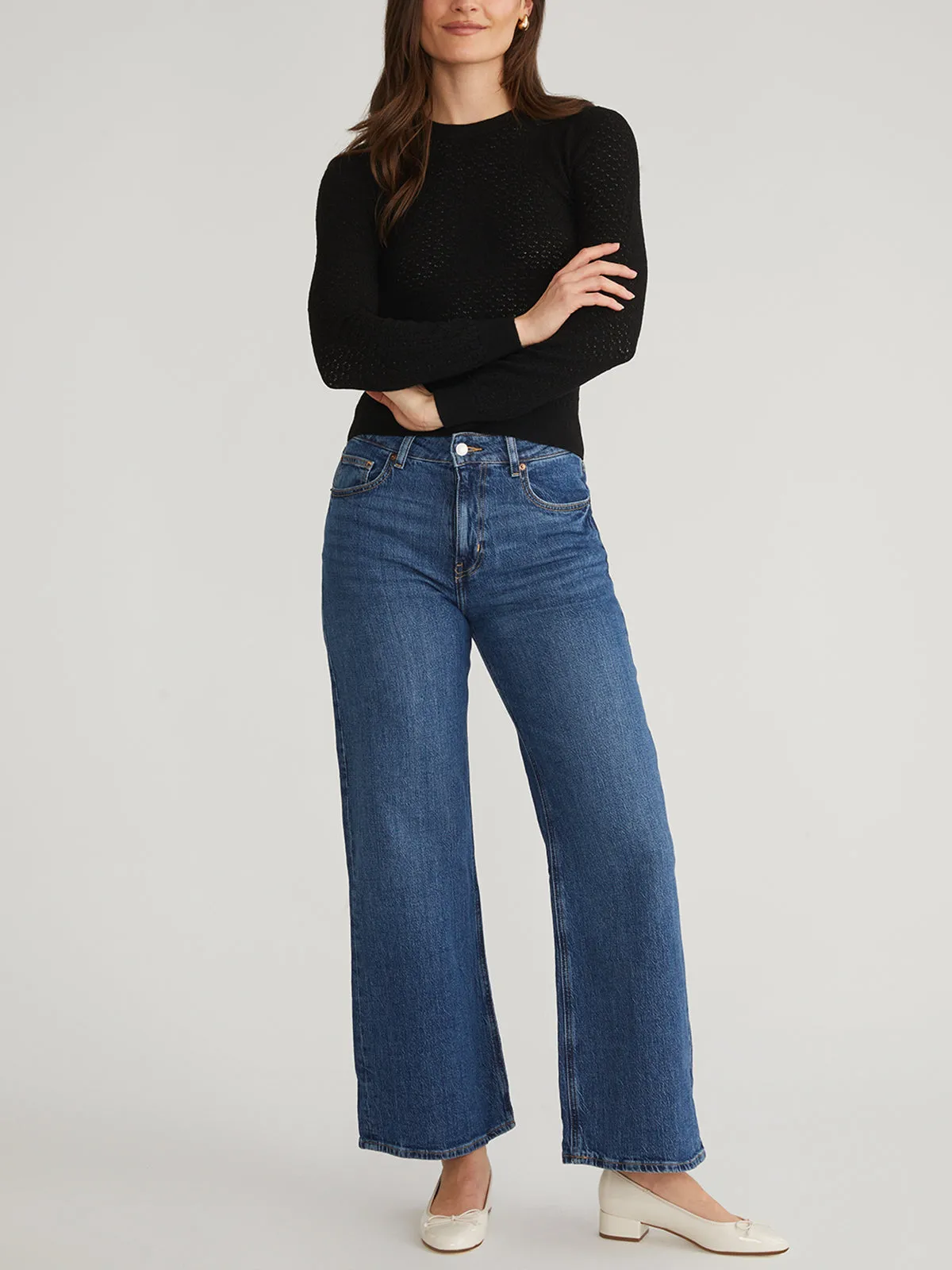 Holly: Pointelle Crewneck Pullover sold by 525 America product image thumbnail 4