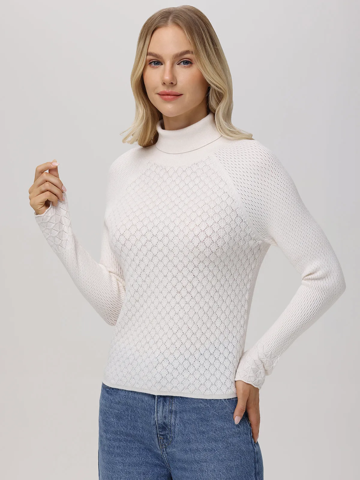 Violet: Lace Stitch Turtleneck Sweater sold by 525 America product image thumbnail 2