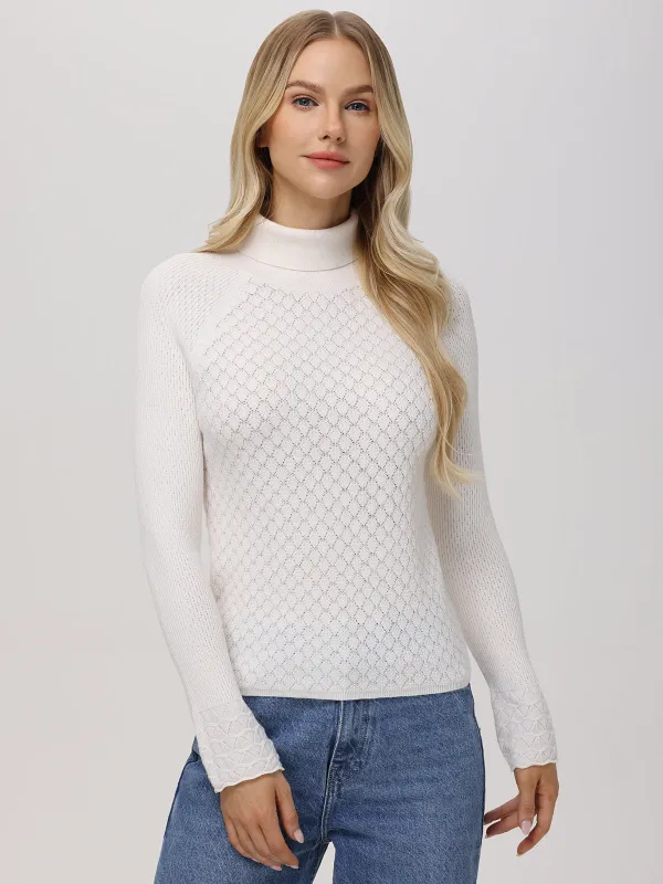 Violet: Lace Stitch Turtleneck Sweater made by 525 America