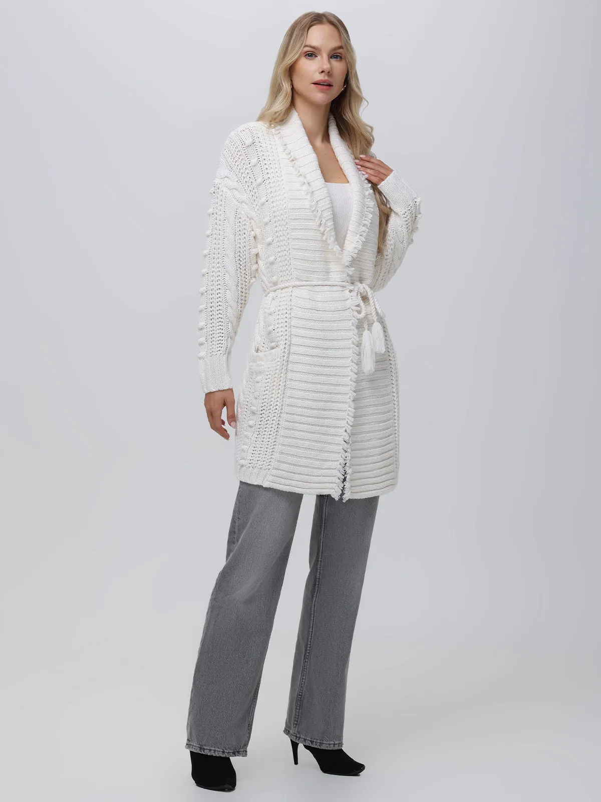 Penelope: Cable Long Wrap Cardigan sold by 525 America product image thumbnail 4