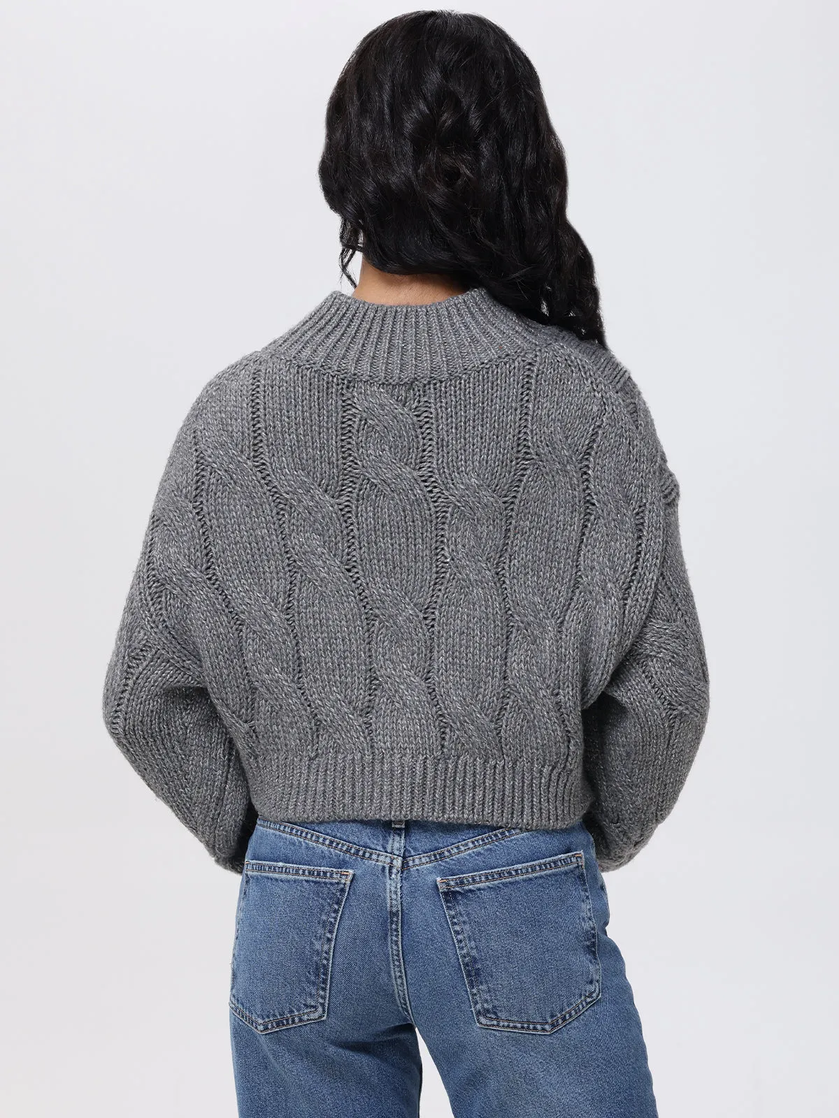 Lola: Metallic Cable-Knit Crop Sweater sold by 525 America product image thumbnail 3