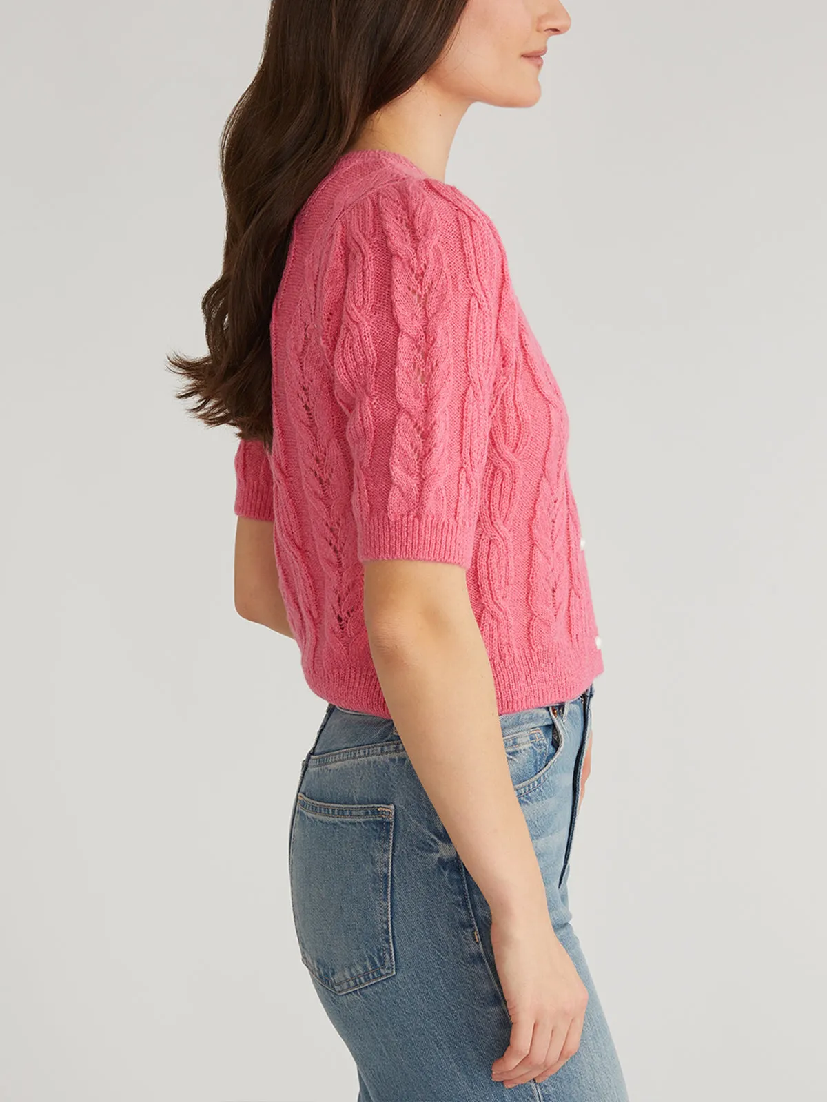 Lacey: Puff Sleeve Crew Cardigan sold by 525 America product image thumbnail 2