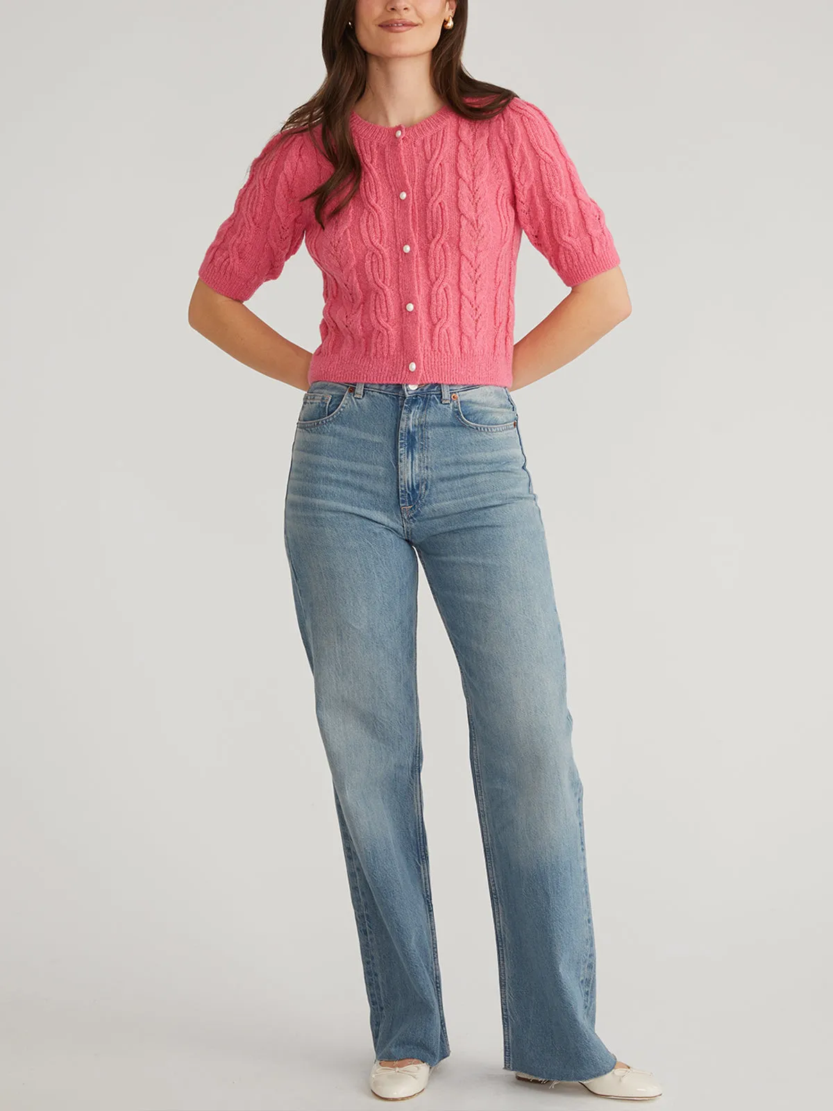 Lacey: Puff Sleeve Crew Cardigan sold by 525 America product image thumbnail 5