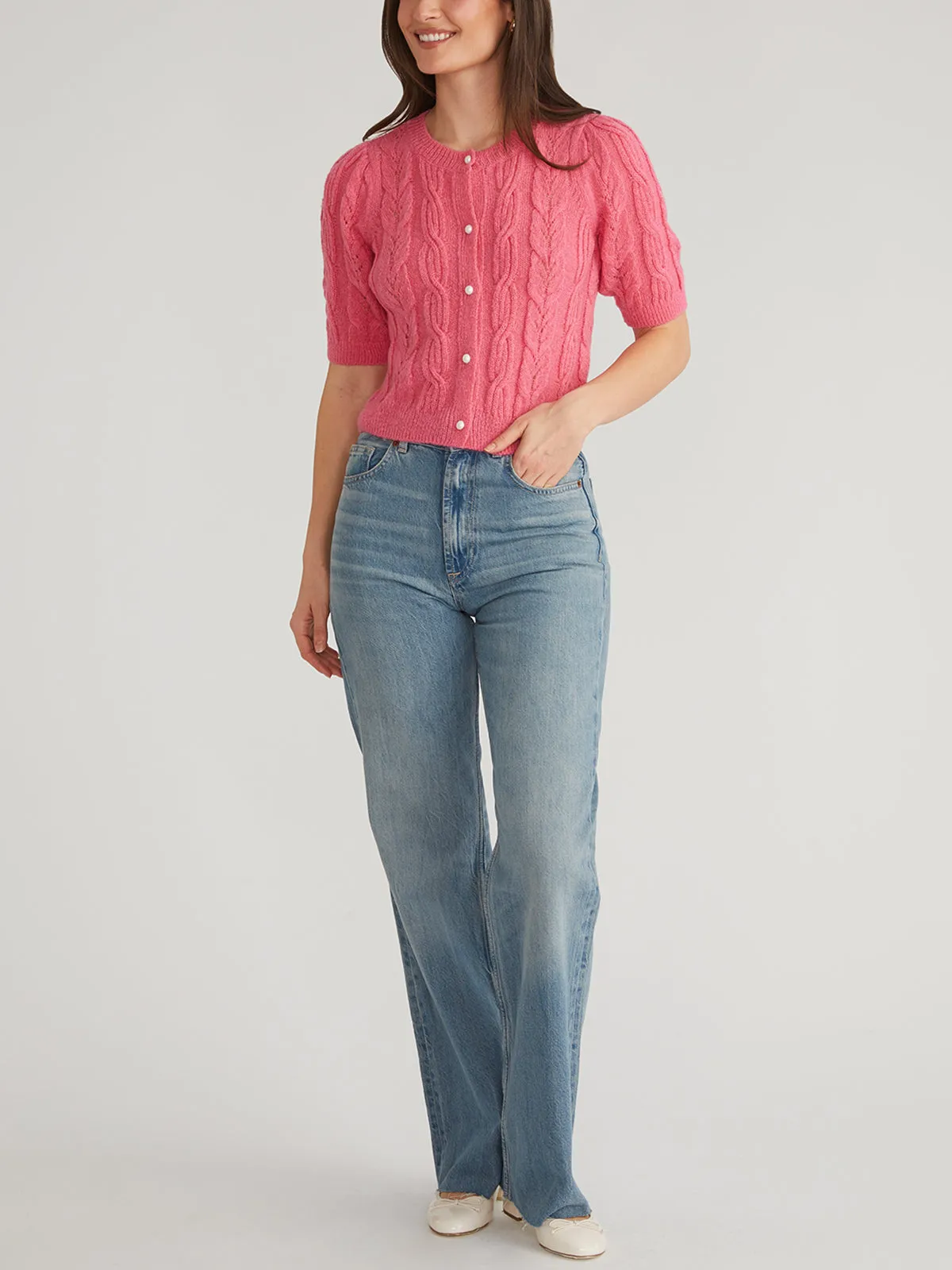 Lacey: Puff Sleeve Crew Cardigan sold by 525 America product image thumbnail 4