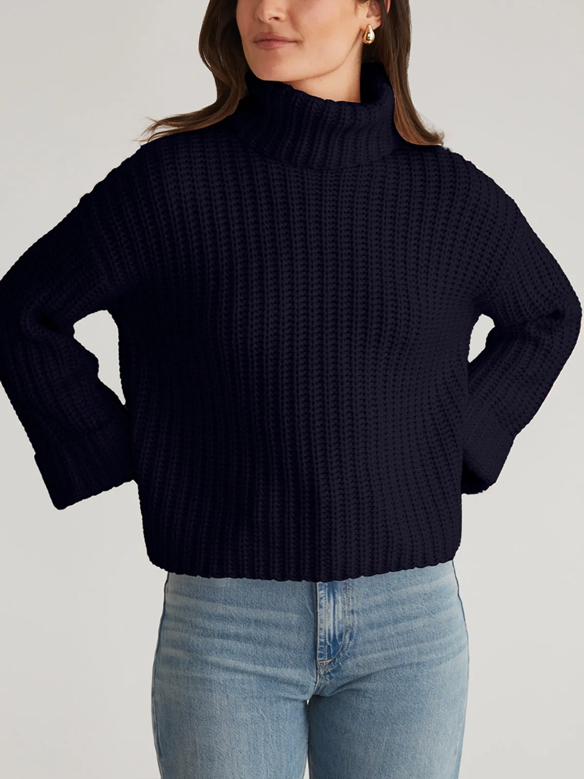 Vida: Turtleneck Shaker Pullover sold by 525 America