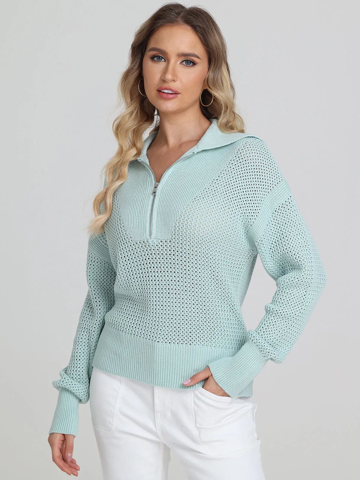 Nina: Cotton Half-Zip Front Pullover sold by 525 America