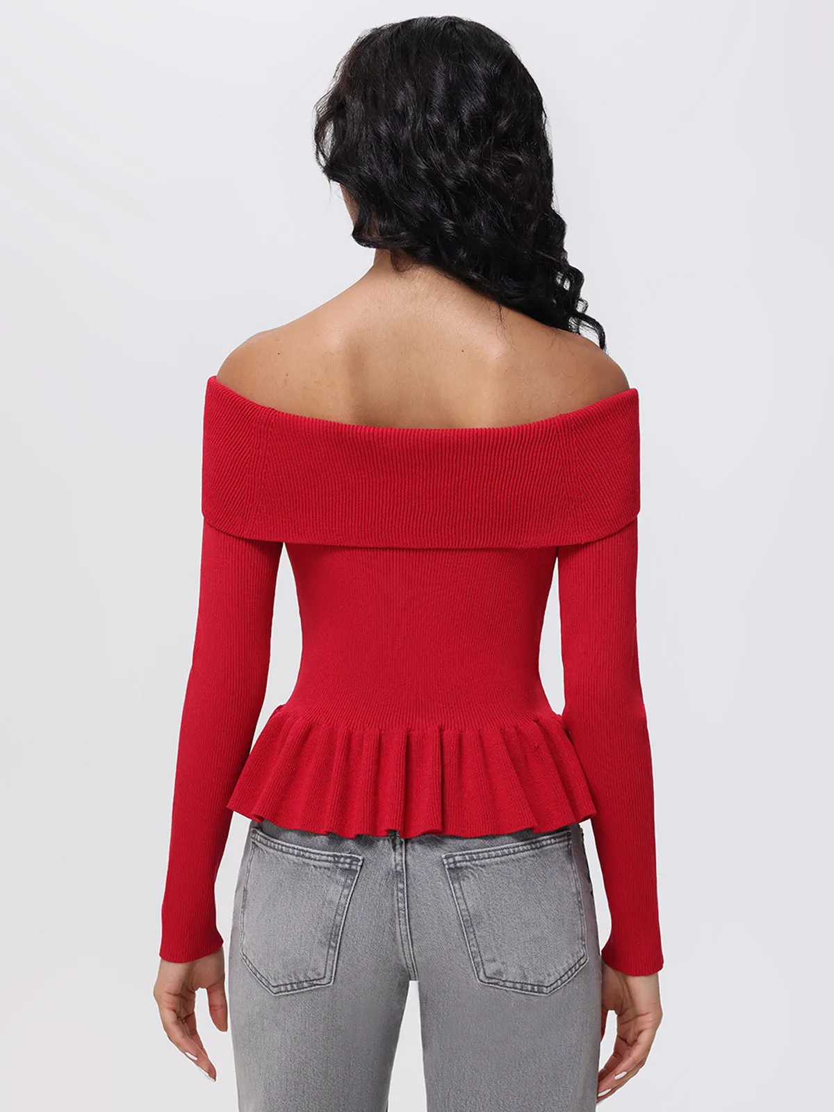 Morgan: Off Shoulder Peplum Sweater sold by 525 America product image thumbnail 3
