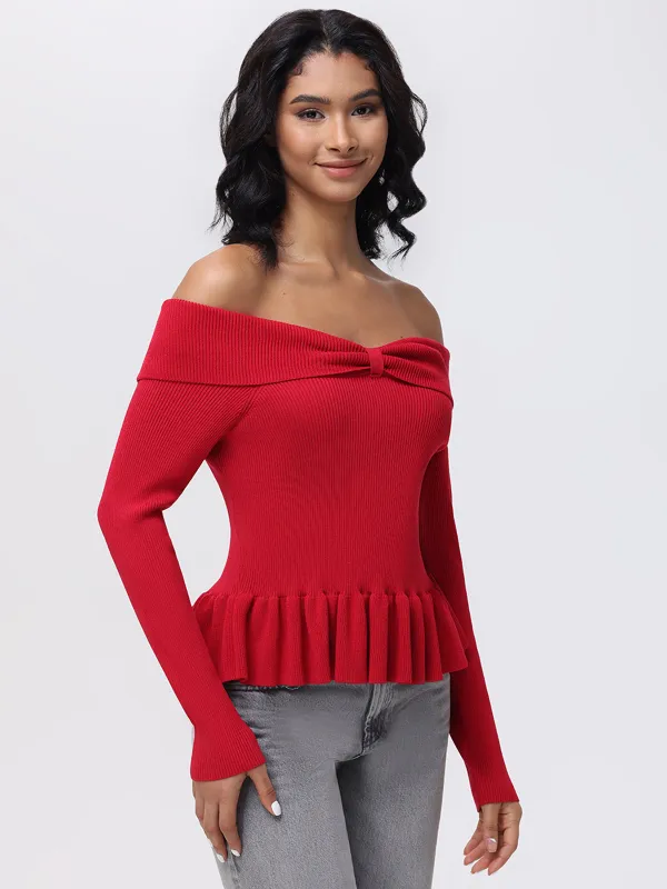 Morgan: Off Shoulder Peplum Sweater sold by 525 America