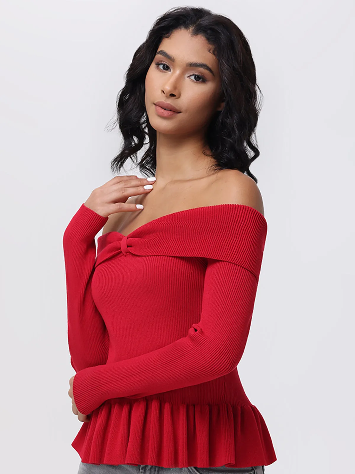 Morgan: Off Shoulder Peplum Sweater sold by 525 America product image thumbnail 2